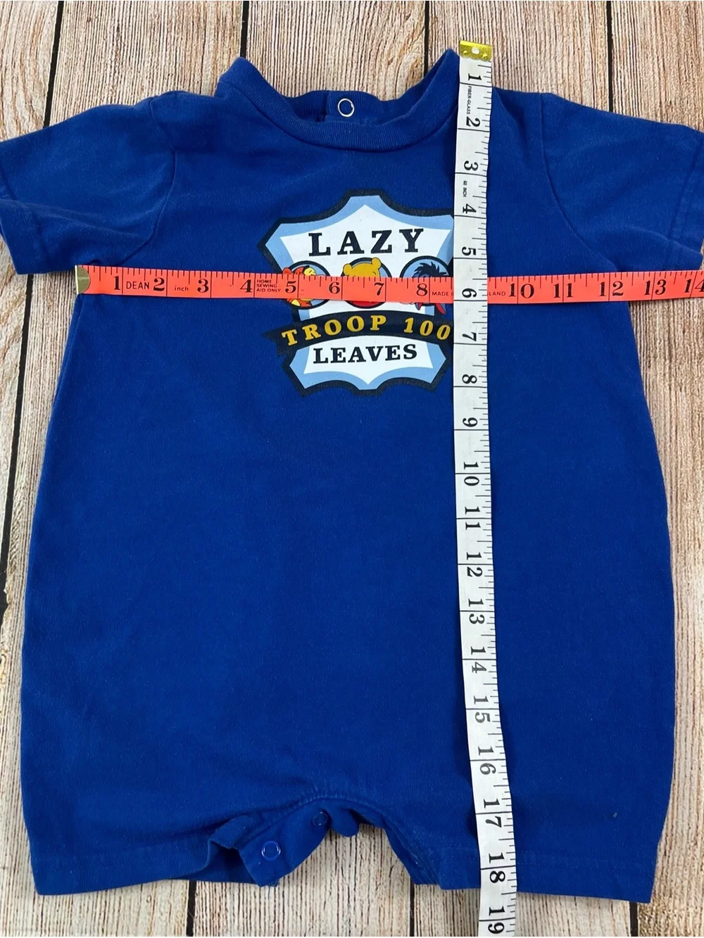 Vintage Disney Winnie The Pooh Baby One Piece Outfit Blue Lazy Leaves Troop 24 M